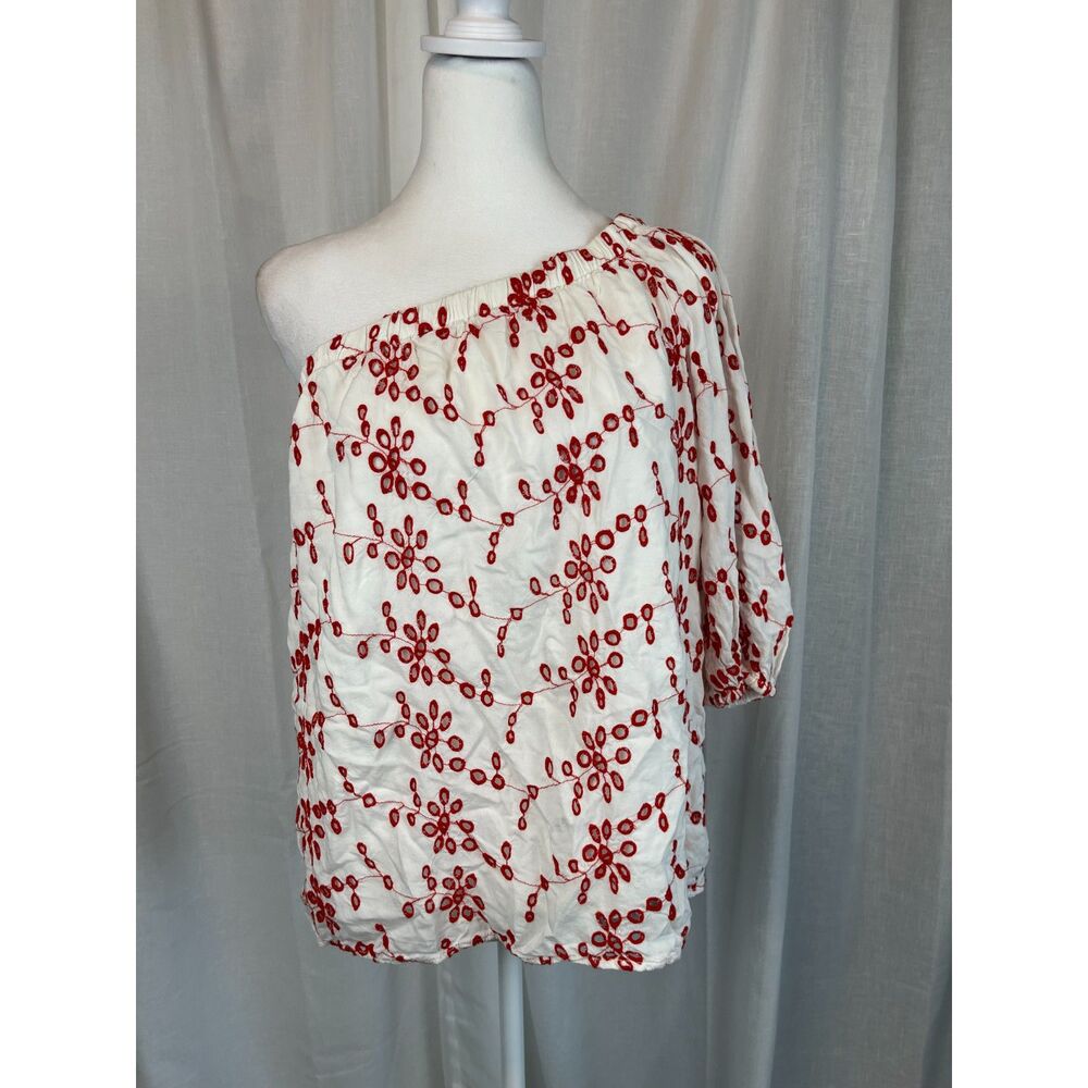 Velvet by Graham & Spencer Asymmetric One-Shoulder Embroidered Top – Size M